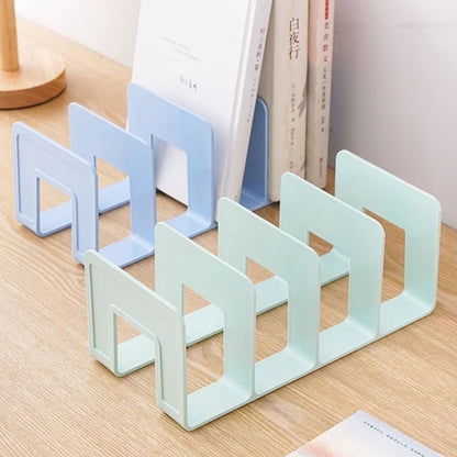 4 Grid Bookends Stand – Desktop Decor and Storage Rack for Books, School Stationery, and Office File Organization