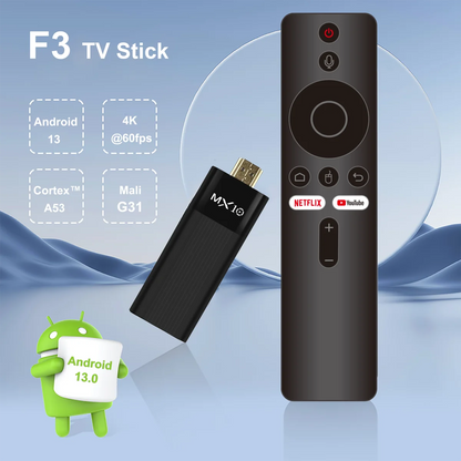 MX10-F3 Android 13.0 TV Stick Box – H313 Quad-Core, WiFi 6, Bluetooth 5.0, 8K Support, 2+16GB/4+32GB/4+64GB Options