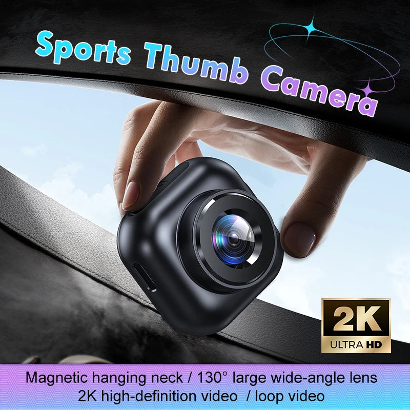 Lenovo 2K Mini Action Camera - Thumb-Sized HD Video Recorder for Cycling, Diving & Outdoor Adventures
