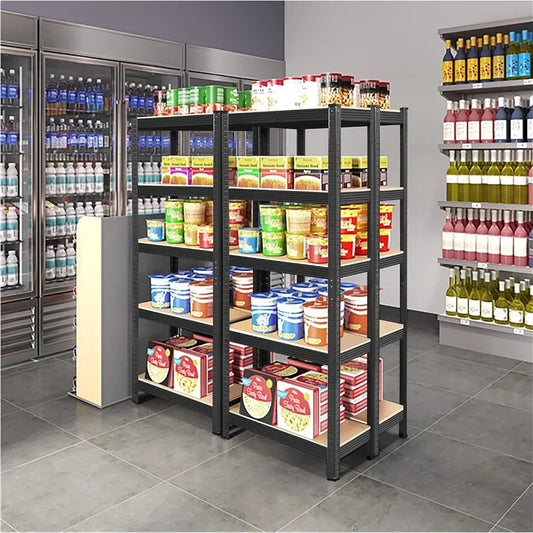 2PCS 5-Tier Adjustable Metal Storage Shelves – Heavy-Duty Utility Racks for Garage & Home