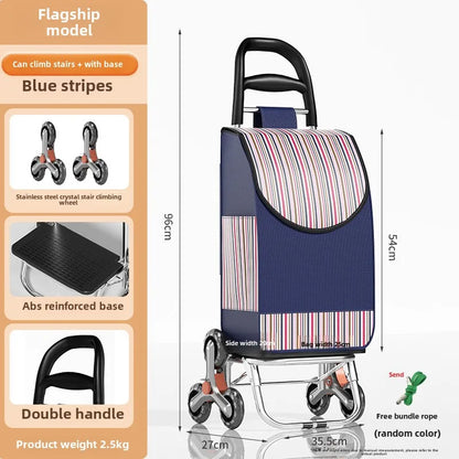 Foldable Outdoor Shopping Cart - Waterproof Large Capacity Utility Cart with Stair-Climbing Wheels