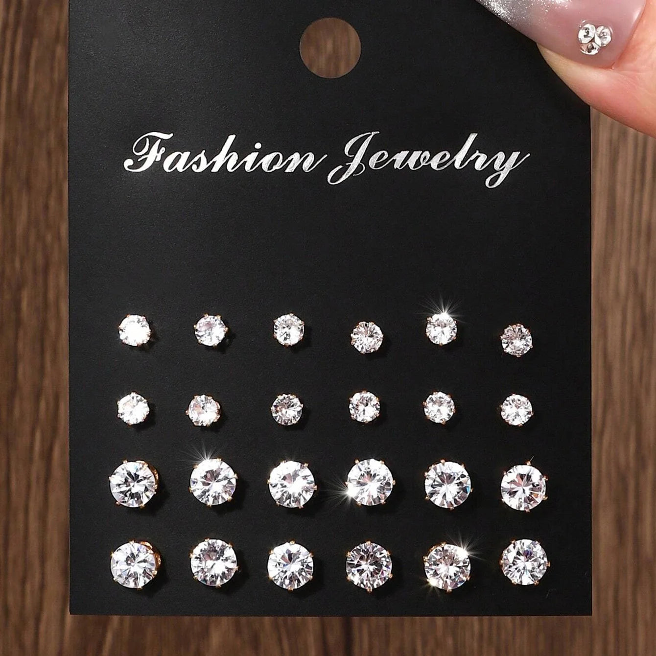 12 Pairs Luxurious Zirconia Earrings Set – Shiny Elegant Simple Stud Jewelry Gift for Parties, Couples & Daily Wear