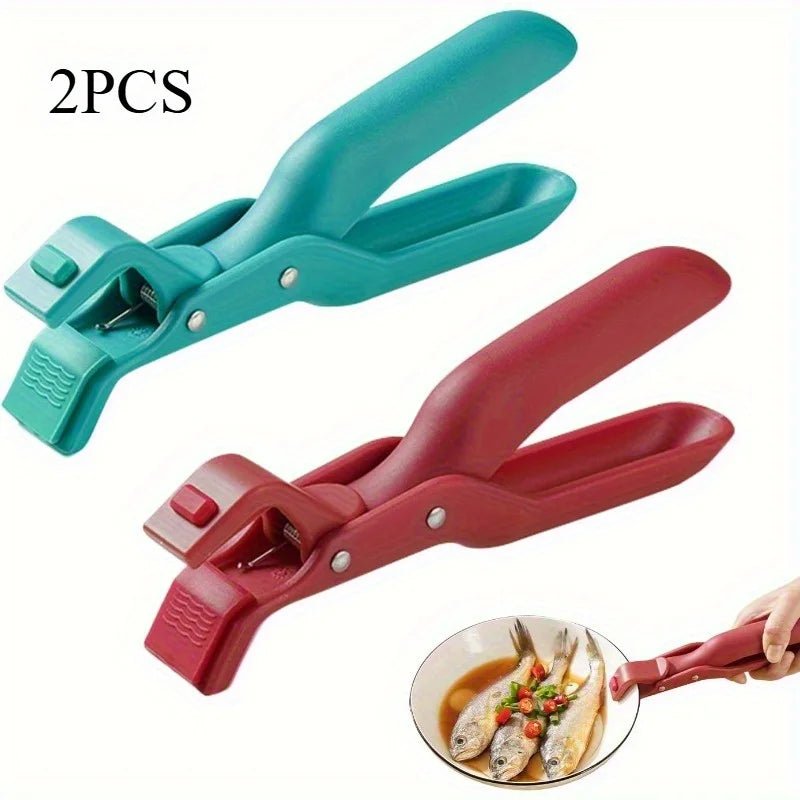 Non-Slip Silicone Pot and Pan Gripper - Heat-Resistant Dish Retriever Tongs for Bowls, Plates, Air Fryers, and Camping