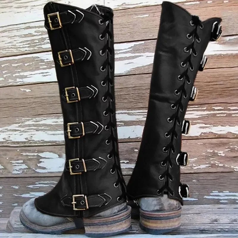 Men’s Lace-Up Medieval Leg Gaiters — Viking Pirate Knight Cosplay Steampunk Renaissance Armor Covers