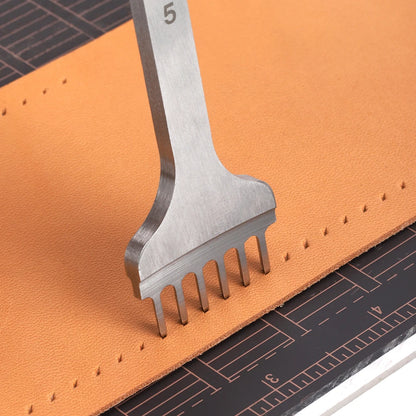 WUTA Leather Chisel Tool – Diamond Pricking Iron with 3/4/5/6mm Hole Punch for Stitching & Leathercraft