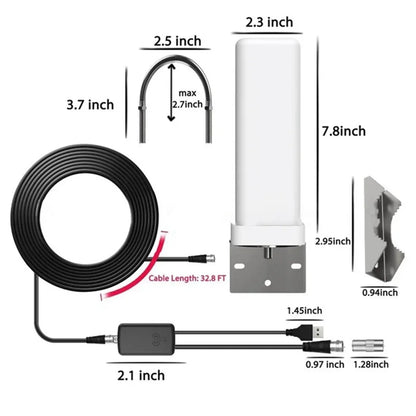 6000 Miles Outdoor Digital TV Antenna - 35dBi Signal Amplifier 4K/1080P Free HDTV Receiver for ATSC DVB-T