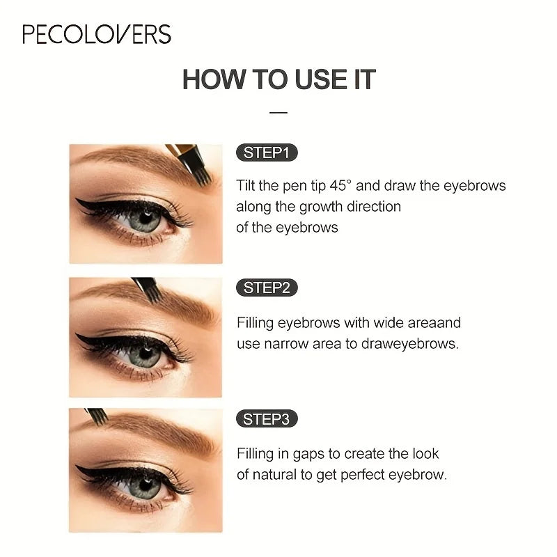 6-Color Waterproof Eyebrow Pen – 4-Split Tip Liquid Eyebrow Tattoo Pencil for Natural Long-Lasting Makeup & Definition