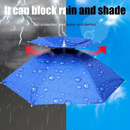 Foldable Outdoor Umbrella Hat – Double Layer Sun Cap for Fishing, Camping & Beach, Unisex Headwear