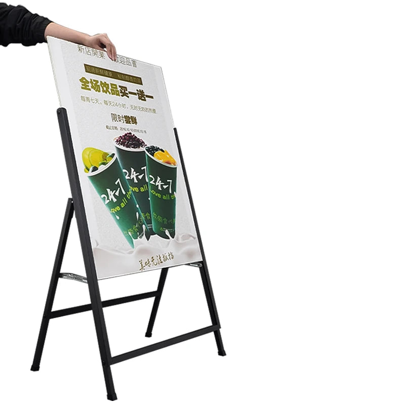 Black A-Frame Sidewalk Sign Stand – Floor Standing Advertising Poster Board Display for Shop, Street & Outdoor Marketing