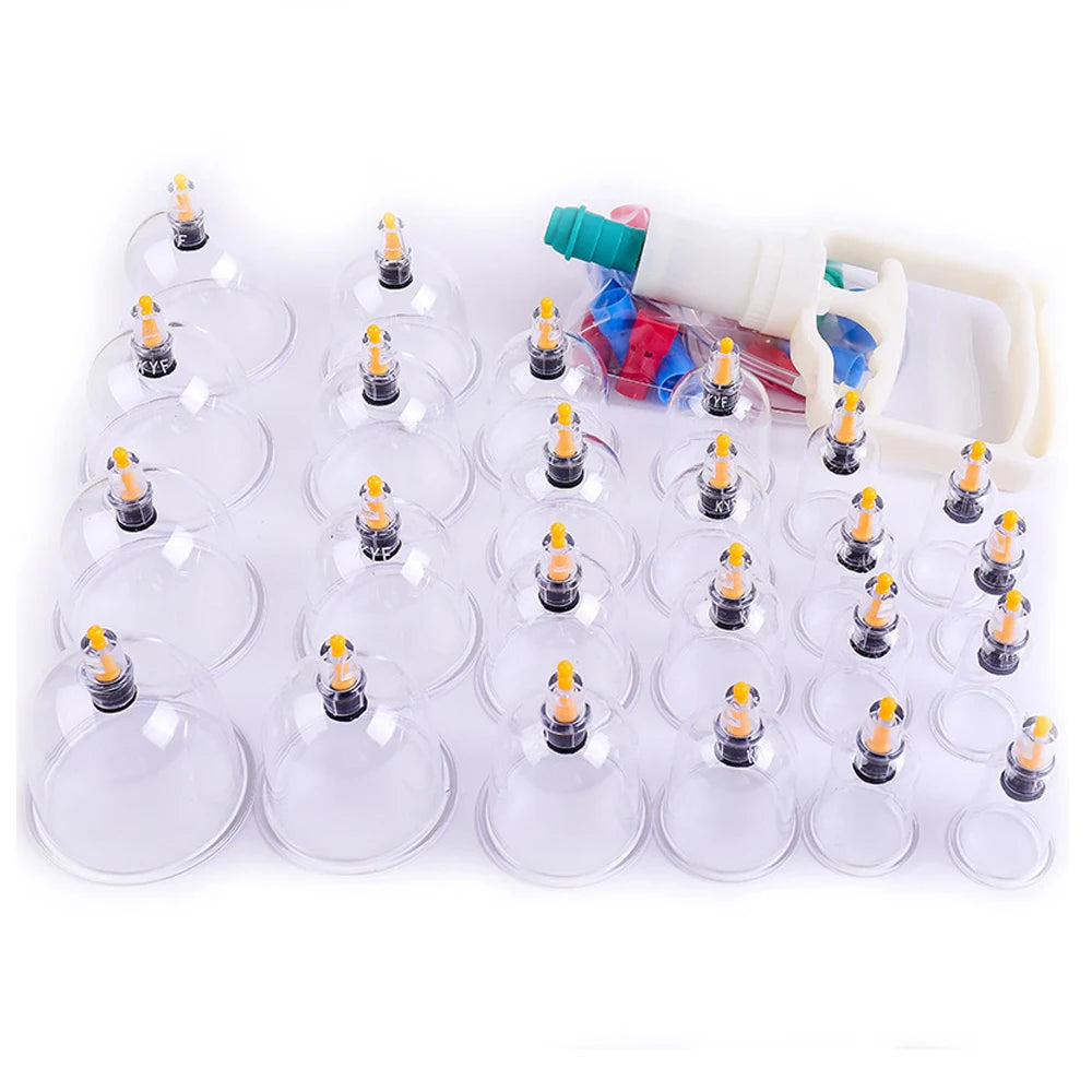 12/24-Cup Chinese Vacuum Cupping Therapy Set – Pull-Out Suction Massager for Pain Relief & Muscle Relaxation