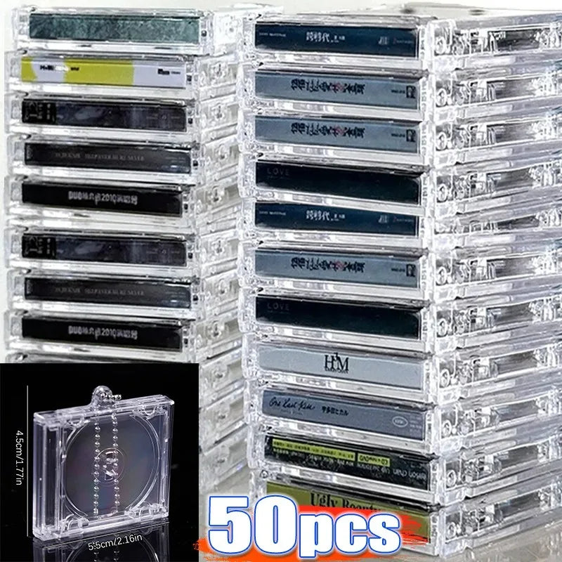 1/50pcs Clear Mini CD Case Pendant – DIY Commemorative Album Keychain & Backpack Hanging Decoration Keyrings