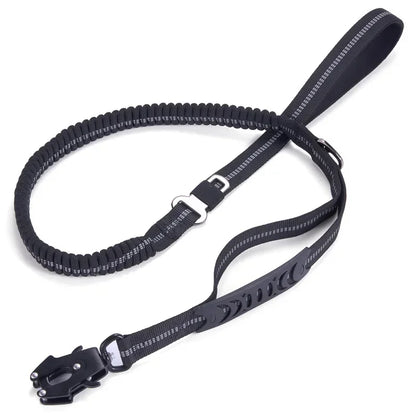 Reflective Shock-Absorbing Dog Leash – Heavy-Duty Tactical Bungee Leash with Car Seatbelt for Large Dogs, No-Pull Pet Leash