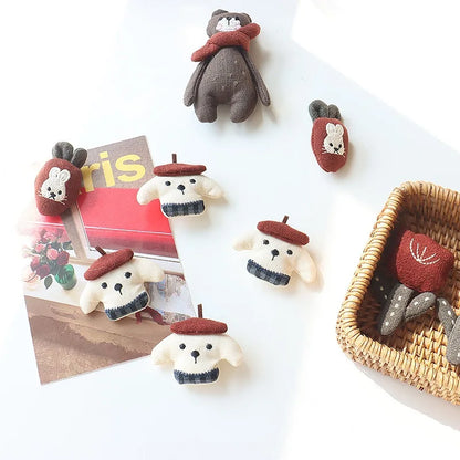 Cute Animal Brooch Pin - Bunny, Bear & Tulip Design Scarf Hair Clip Accessories for Women & Girls