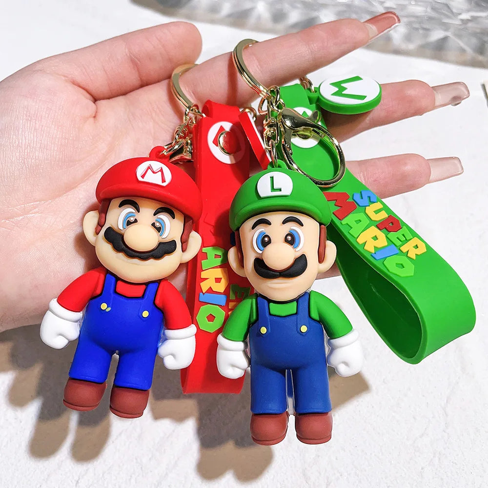 Super Mario Bros Keychain – 27 Cute Cartoon Character Action Figure Toy Doll Gift for Kids