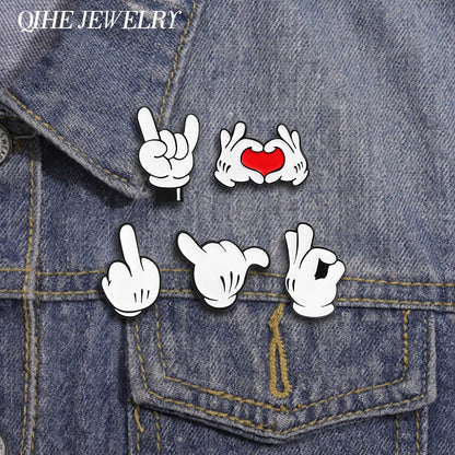 Love You Hand Gesture Enamel Pin – Cartoon Metal Brooch for Backpacks, Lapels & Gifts