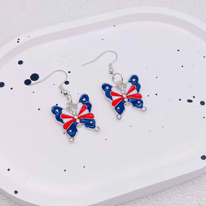 USA Flag Hat Wing Charms Earrings - Patriotic 4th of July Rainbow Flag Dangle Jewelry for Women & Girls