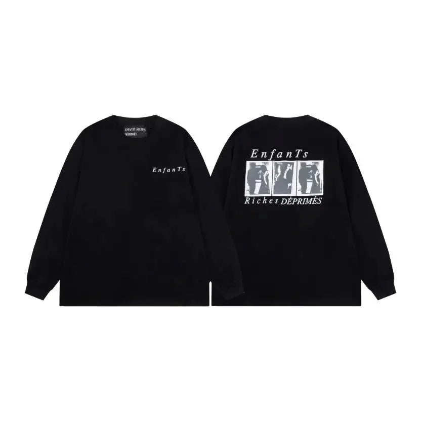 Washed Casual Hoodie Sweatshirt — Unisex Loose-Fit Street Style Crew Neck with Lip Print Letter Design, Vintage Comfortable Top