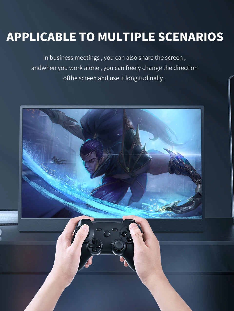 HGFRTEE 14.1in Portable IPS Monitor — 2nd Screen for Laptop, Xbox & Raspberry Pi (Bracket Included)