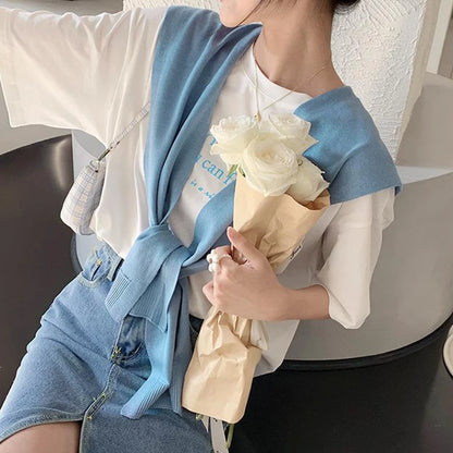 Lightweight Knitted Shawl for Women – Style Summer Cape with Fake Collar