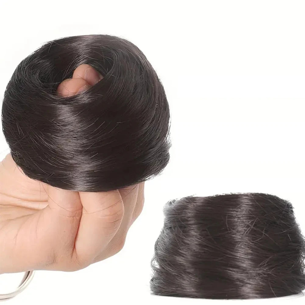 100% Human Hair Bun Ponytail Hairpiece – Brazilian Hair Scrunchie Updo, Donut Chignon Hair Extension for Women