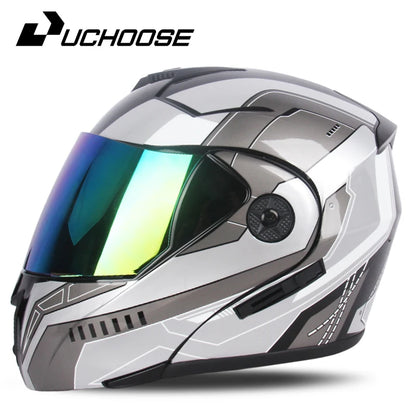 2024 Unisex Modular Motorcycle Helmet – Full Face Flip-Up Dual Lens Racing Helmet for Men & Women