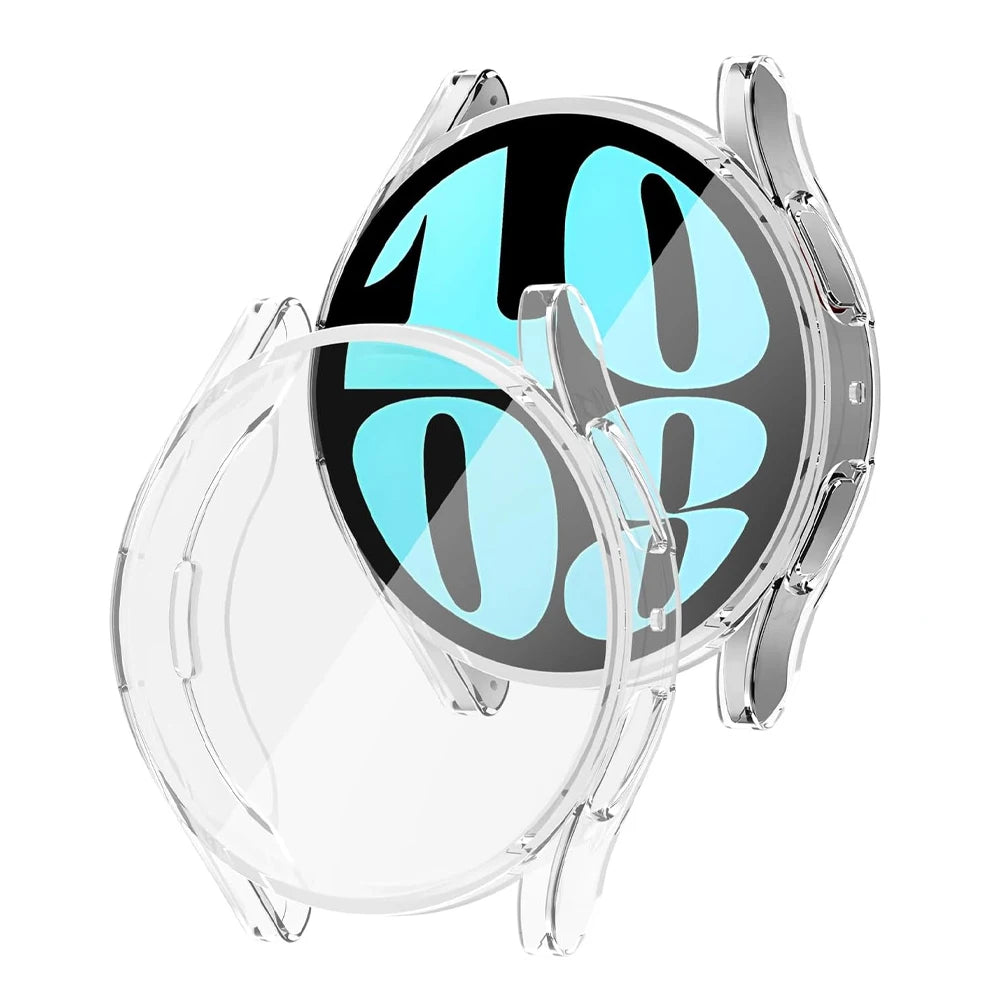 Samsung Galaxy Watch 6 Protective Case - Soft TPU Full-Cover Bumper with Screen Protector for 40mm and 44mm Models