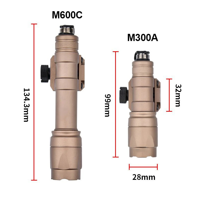 WADSN Airsoft M600C/M600/M300 Tactical Scout Light – AR15 Rifle LED Flashlight, Hunting Spotlight, 20mm Rail Mount