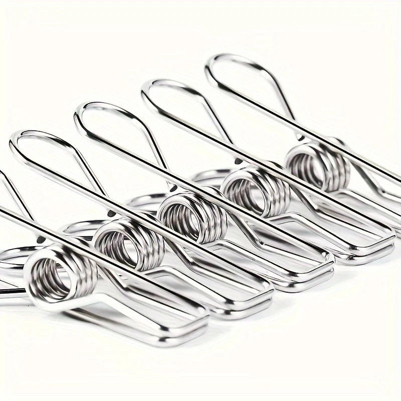 20PCS Stainless Steel Clothes Pins - Durable Metal Utility Clips for Laundry & Home