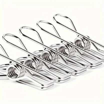 20PCS Stainless Steel Clothes Pins - Durable Metal Utility Clips for Laundry & Home