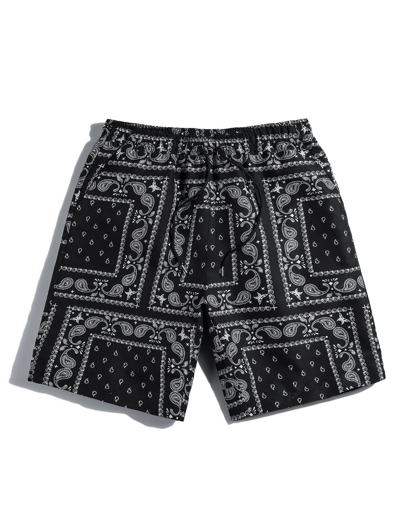 Trendy Bandana Graphic Beach Shorts - Men’s Summer 3D Printed Swim Trunks