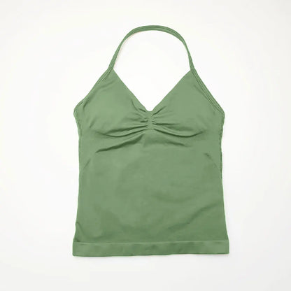 Women’s Longline Strappy Sports Yoga Vest Open Back Gym Tank Top Halter Running Fitness Bra Workout Top NCLAGEN Impact Style