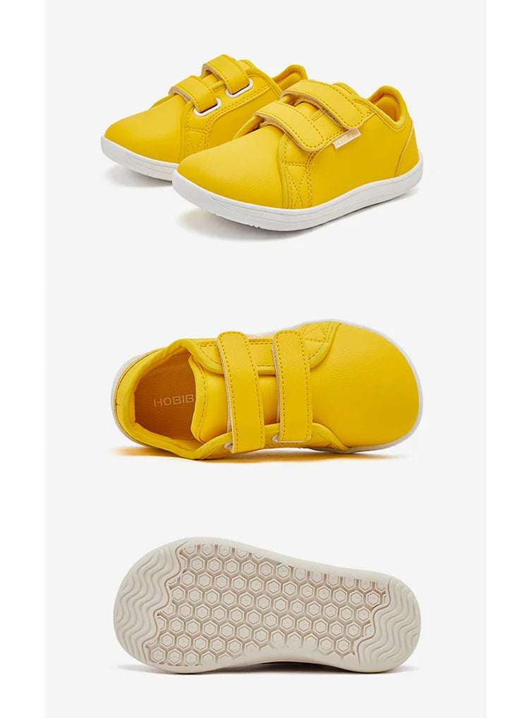 HOBIBEAR Kids Barefoot Shoes – Wide Toe Minimalist Lightweight Sneakers with Hook & Loop Artificial Leather for Boys and Girls