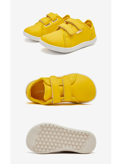 HOBIBEAR Kids Barefoot Shoes – Wide Toe Minimalist Lightweight Sneakers with Hook & Loop Artificial Leather for Boys and Girls
