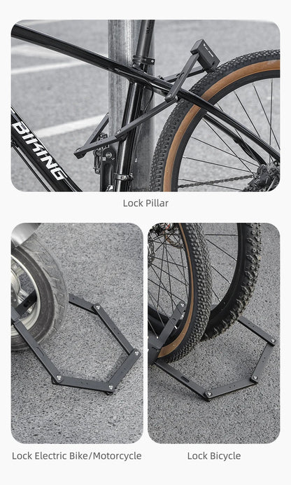 WEST BIKING Foldable Bike Lock – Heavy Duty Anti-Theft Chain Cable Padlock with 3 Keys for Bicycle & Motorcycle Security