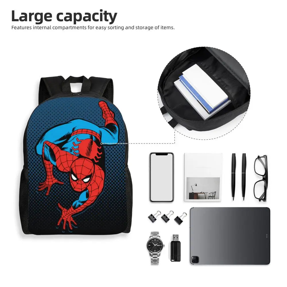 Custom Spider-Man Web Backpack – Water-Resistant School & College Bag for Men and Women