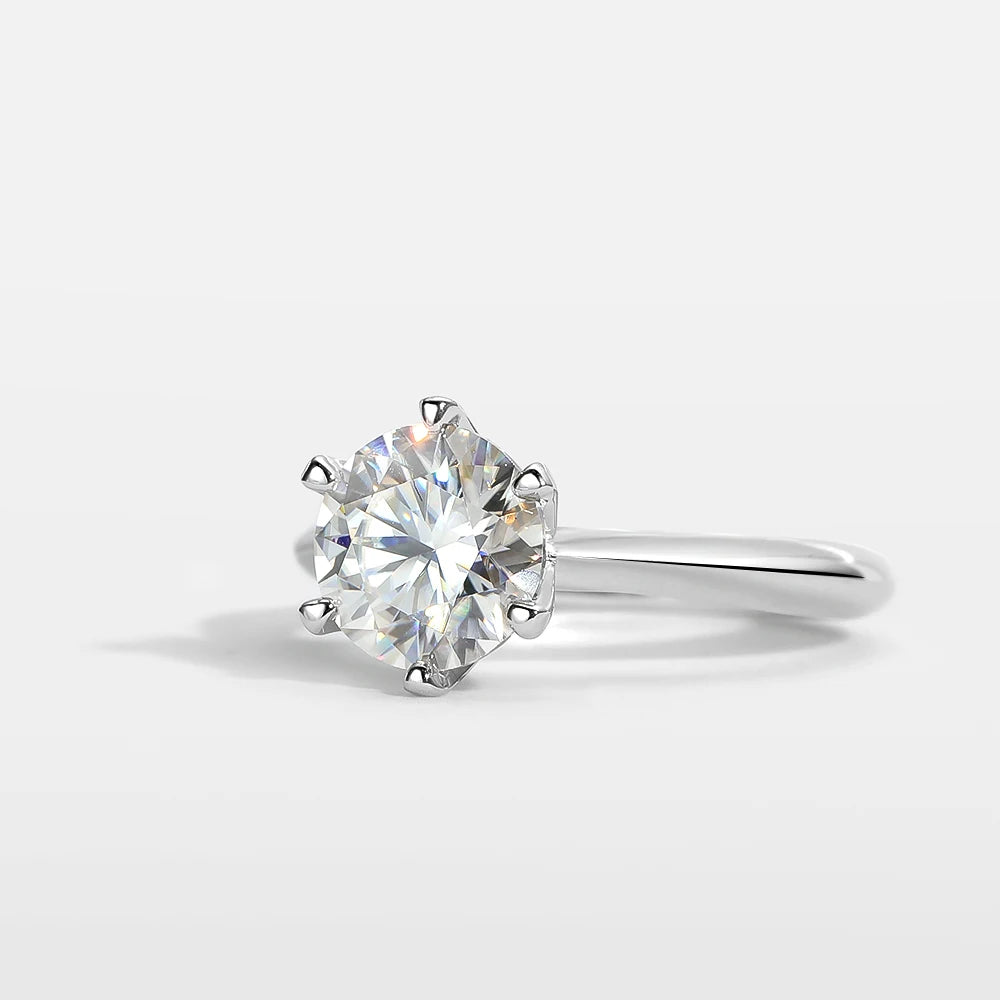 EWYA GRA Certified D Color Moissanite Solitaire Engagement Ring 0.5–10CT — 925 Sterling Silver Bridal Wedding Band for Women