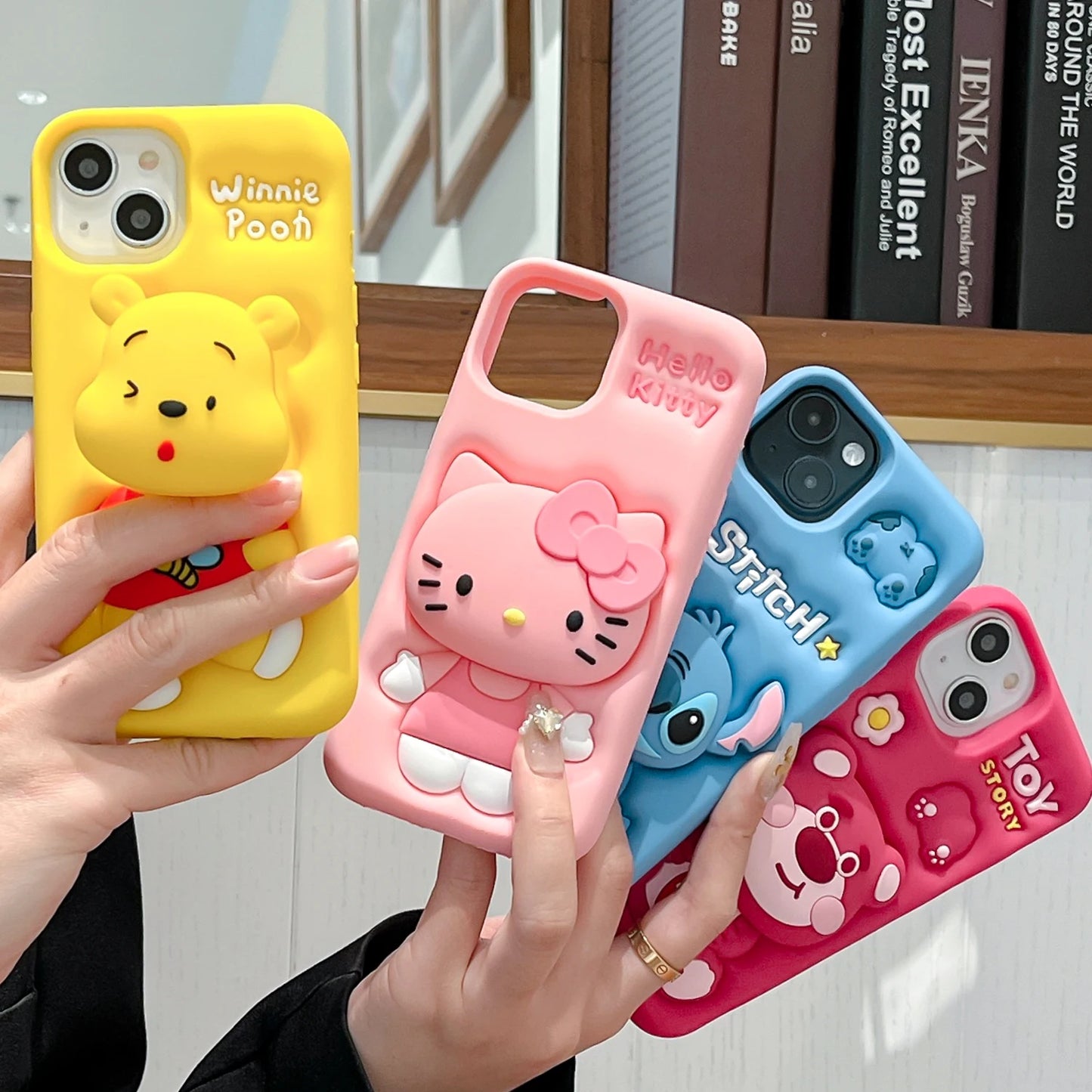3D Kitty Face Phone Case — Soft Silicone Cartoon Grip Tok Holder for iPhone 11-16 Pro Max