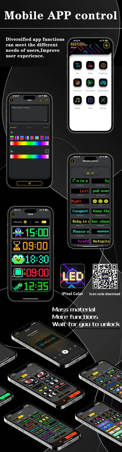 LED Matrix Pixel Panel – Scrolling Bright Advertising Sign with Flexible USB & Bluetooth App Control