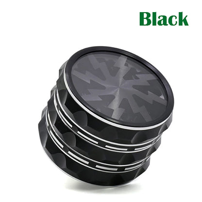 60mm 4-Part Aluminum Herb Grinder – Metal Spice Mill with Transparent Skylight for Tobacco & Smoking Accessories
