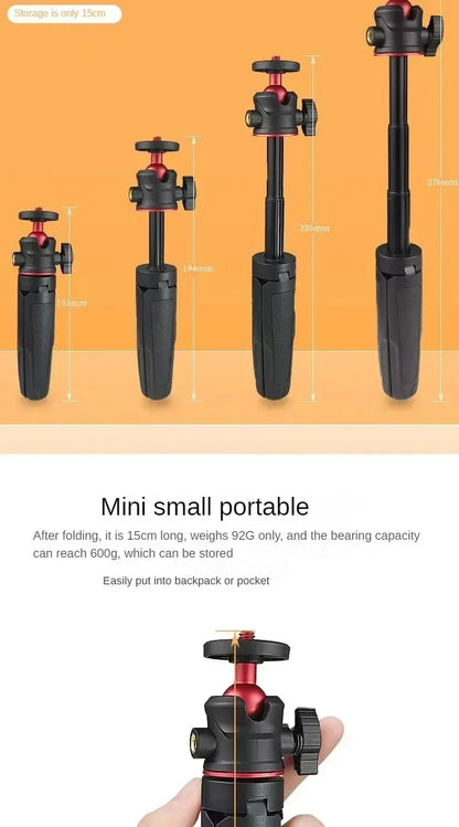 MT-08 Mini Extendable Desktop Tripod – Handheld Photography Stand with Flexible Ballhead & 1/4" Screw Mount for Selfies