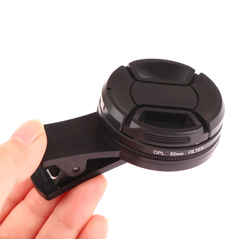 37/52MM CPL Circular Polarizer Filter — Universal Black Camera & Phone Clip-On Lens Accessory for Wide-Angle Photography