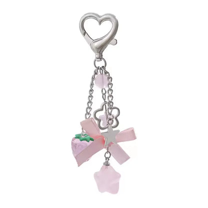 Y2K Strawberry Keychain Charm - Cute Fruit Phone Lanyard Bag Chain Accessory for Girls Aesthetic Jewelry Style