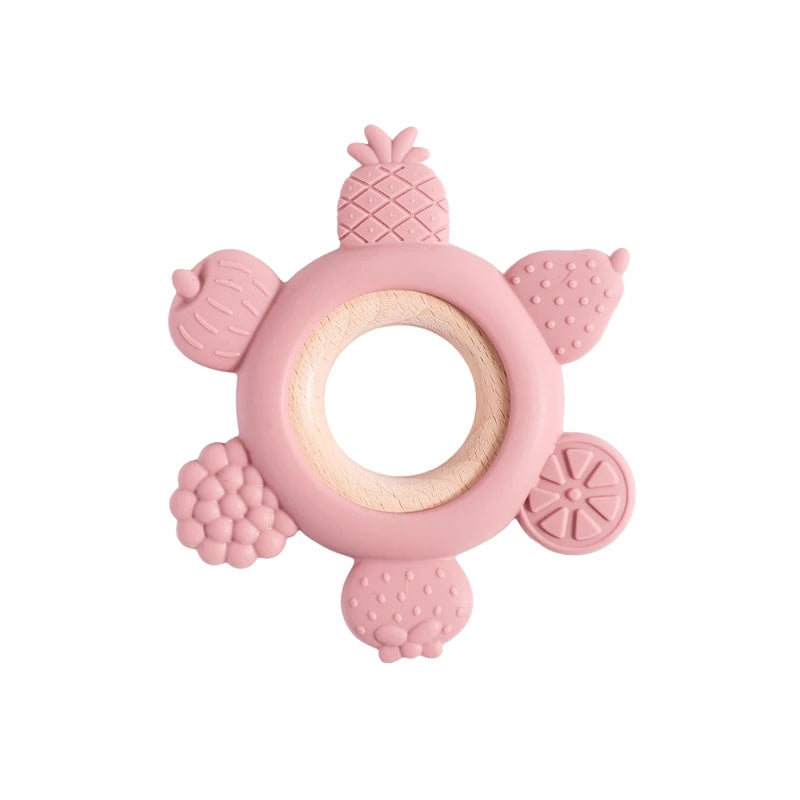 Baby Silicone Teether Toy - BPA Free Dental Chew Ring Bracelet for Infant Teething Relief and Kids Gift