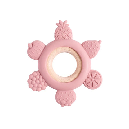 Baby Silicone Teether Toy - BPA Free Dental Chew Ring Bracelet for Infant Teething Relief and Kids Gift