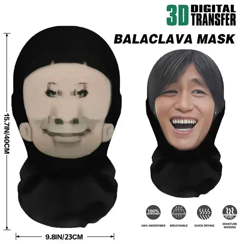 3D Printed Realistic Face Mask - Stretch Mesh Full Head Cosplay Balaclava for Role Play & Hip Hop Costume