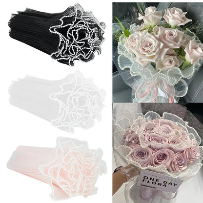 Tulip & Rose Pearl Mesh Tulle Roll — Flower Bouquet, Bobo Balloon, Birthday, Wedding & Anniversary Gift Wrapping