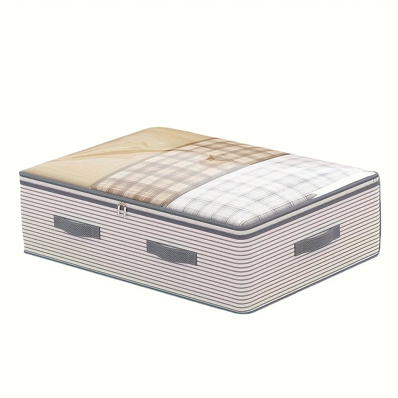 Large Capacity Clothes Storage Bag – Heavy Duty Non-Woven Organizer Box with Clear Window for Blankets, Comforters & Bedding Under Bed Storage