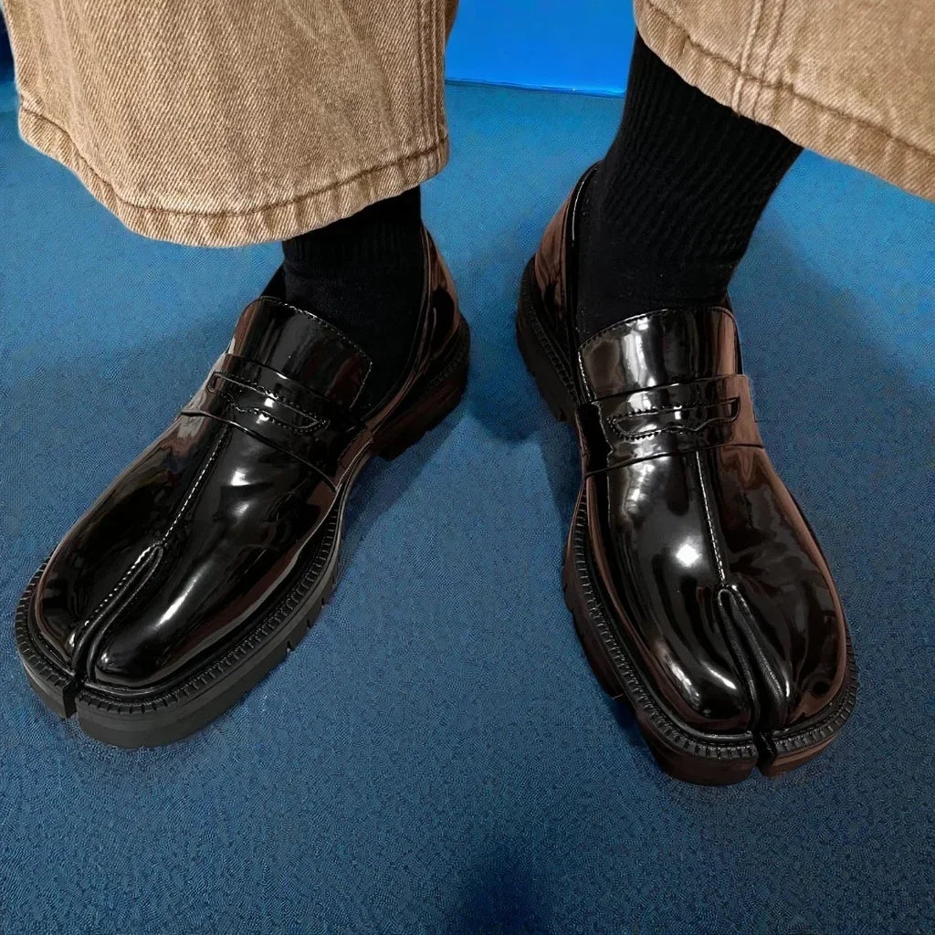 CHMURY Tabi Loafers — Men & Women Split Toe Casual Shoes, Thick Sole Patent Leather 2024