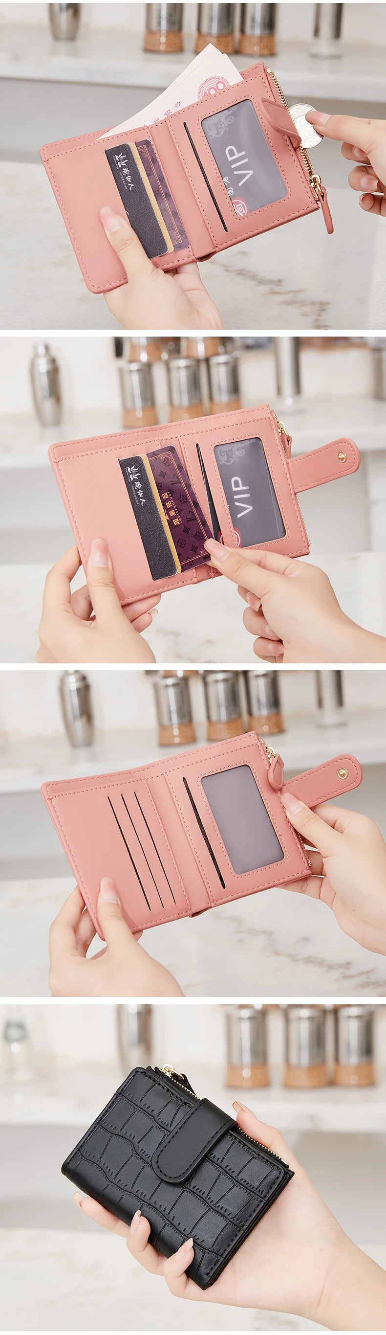 2024 New Minimalist Women’s Wallet — High-Quality PU Leather Short Coin Purse, Fashionable Double-Fold Zero Wallet Holder
