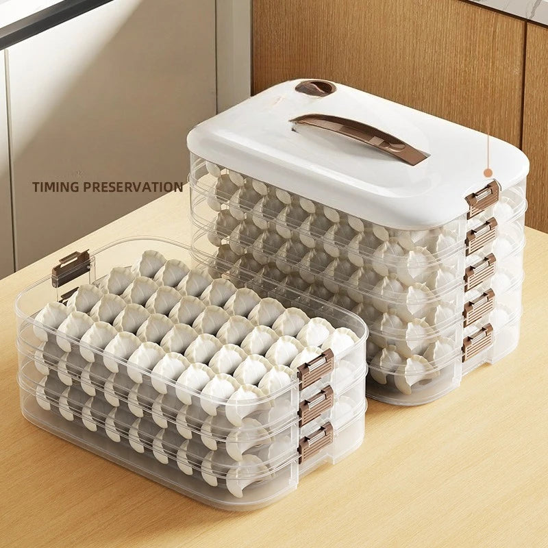 JUSTINLAU Dumpling Storage Box - Multi-Layer Stackable Food Container with Sealed Fresh-Keeping Design for Kitchen Storage
